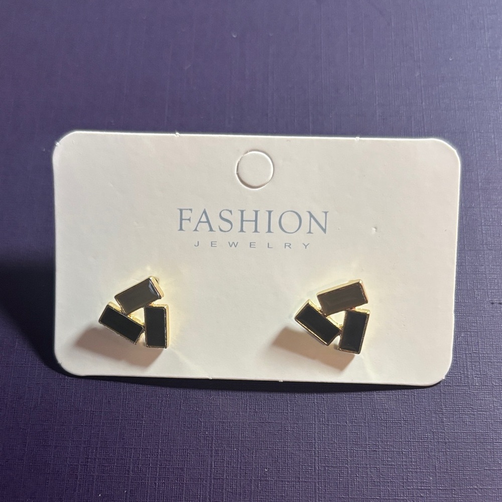 Black and Gold Geometric Earrings
